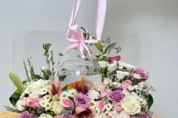 هدية ورد مع بيت سمك