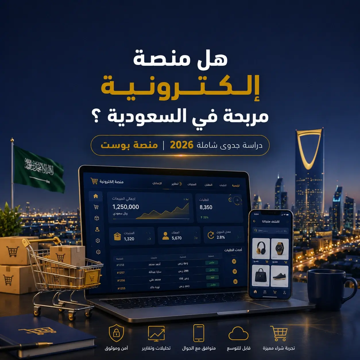 دراسة جدوى منصة إلكترونية في السعودية: خطوات التأسيس، التكاليف، والأرباح المتوقعة